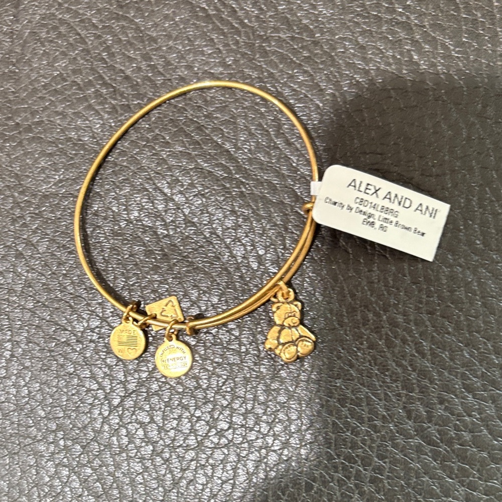 Alex and ani little brown bear charm bracelet